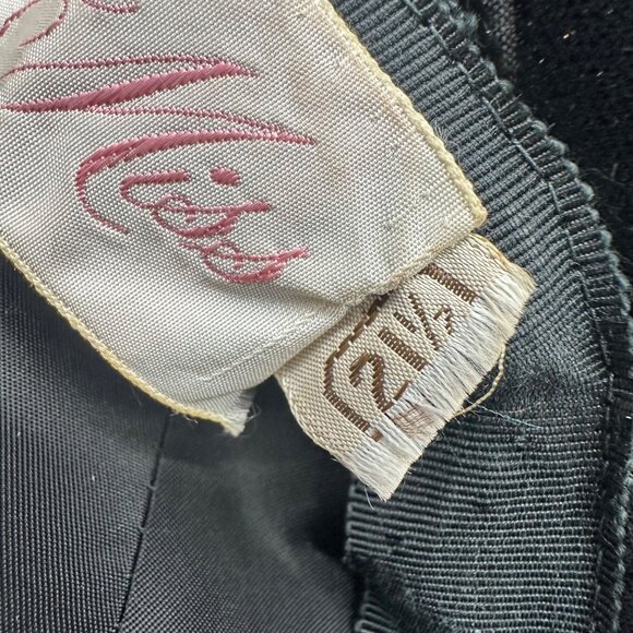 Vintage Beret Hat 1950s Black Velvet Satin Bow Modern Miss Formal Church - Picture 9 of 10